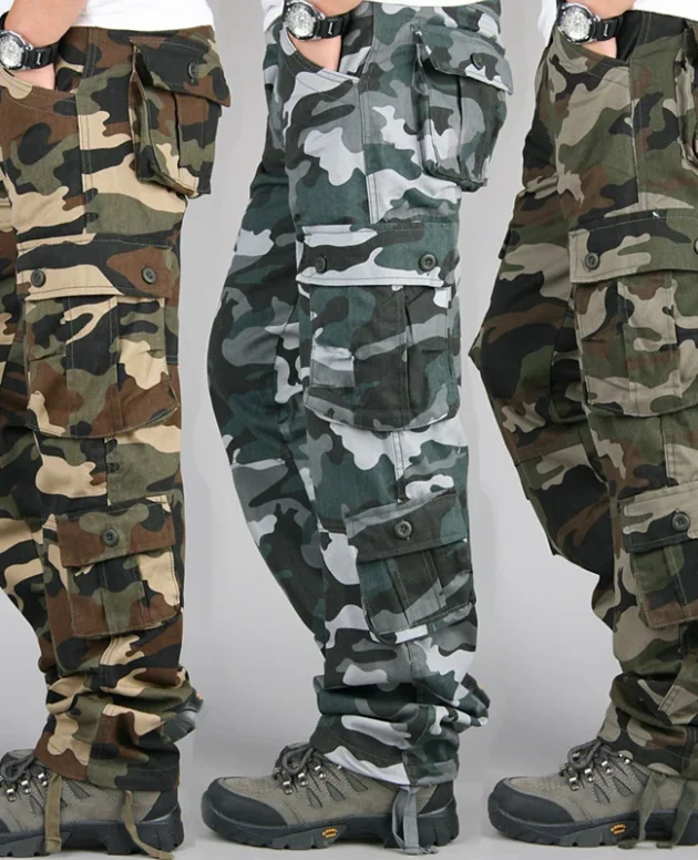 Men's Tactical Camouflage Overalls High-Quality Cotton Multi-Pocket Trousers Sports Training Casual Work Pants