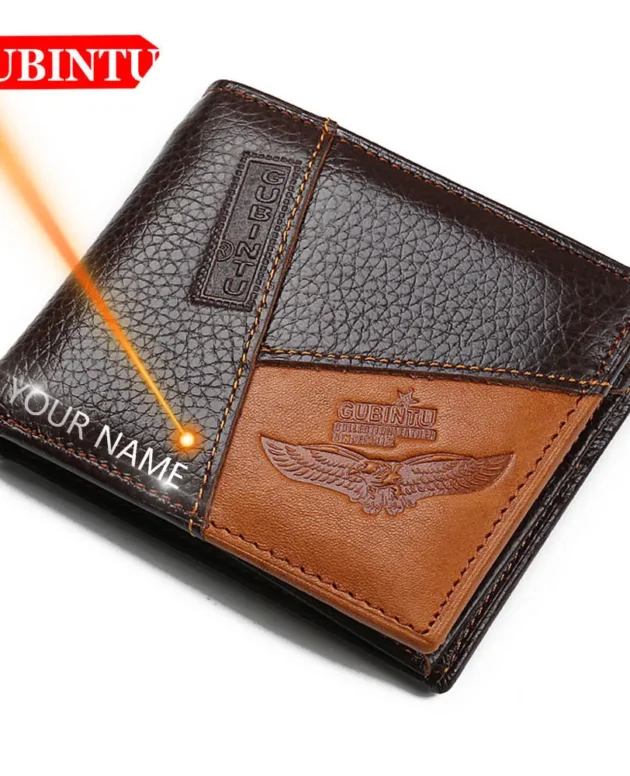 GUBINTU Men Wallets Genuine Cow Leather Short Design Card Holder Passcard Pocket Men Purse High Quality Brand Male wallet