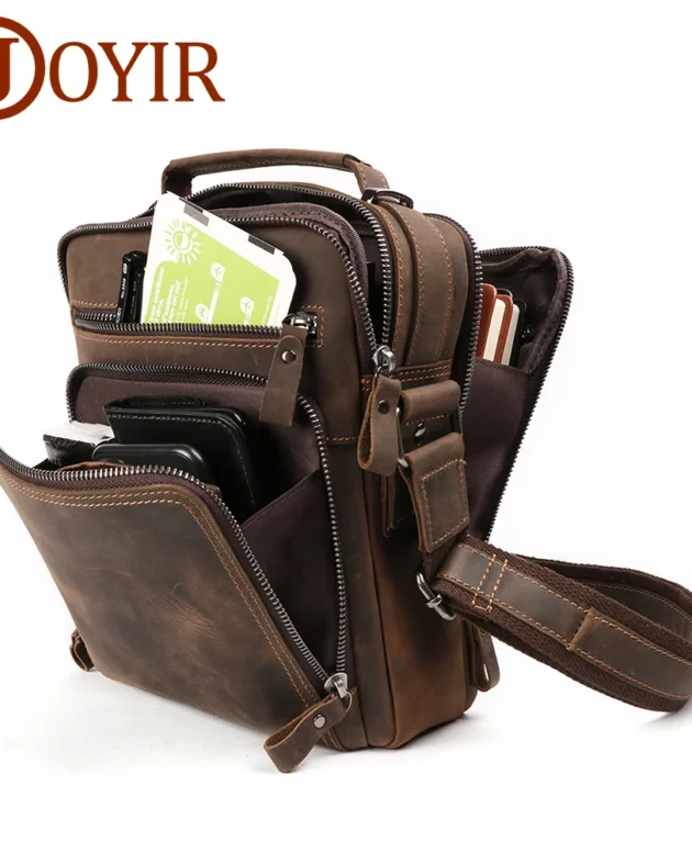 JOYIR New Genuine Leather Men Vintage Handbags Small Flap Men's Shoulder Bag Casual Office Messenger Bags Fashion Crossbody Bag