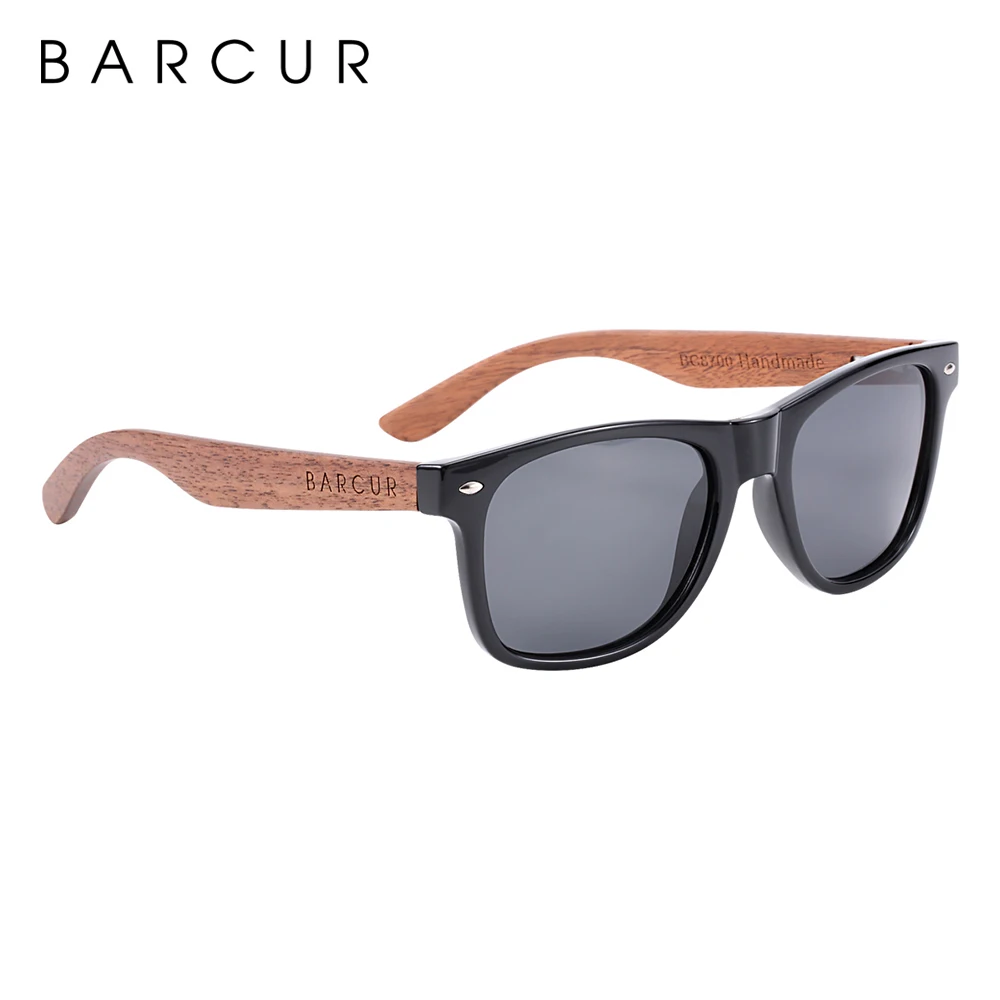 BARCUR Black Walnut Sunglasses Wood Polarized Sunglasses Men Glasses Men UV400 Protection Eyewear Wooden Original Box - Image 4