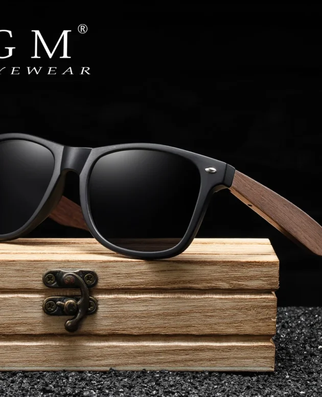 GM Handmade Walnut Wooden Eyewear Polarized Mirror Sunglasses Men Women Vintage Design Oculos de sol masculino UV400 paper box