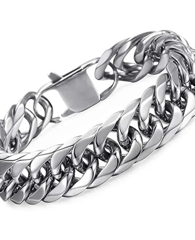 HNSP Stainless Steel LA Cuban Link Chain Bracelet For Men Punk Hip Hop Silver Color Hand Chain 8/10/12/14MM Thick