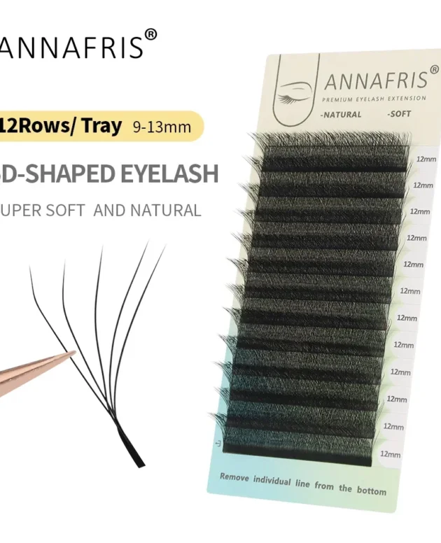 ANNAFRIS 4D 5D W Shape Eyelash Extension Handmade 12line/Tray Premade Volume Fans Clover W Lashes