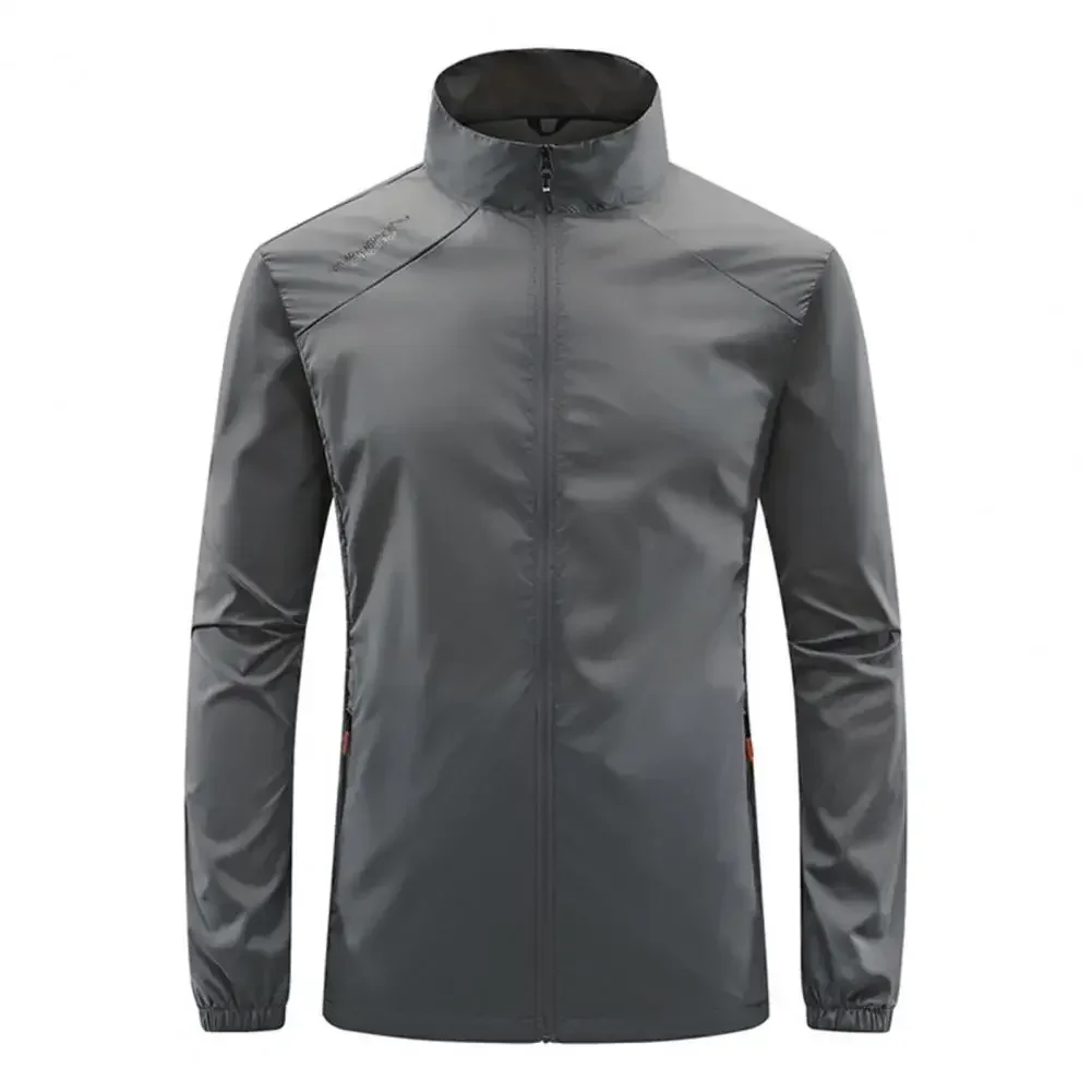 New Running Jacket Ultra Light Men's Summer Casual Zipper Placket Soft Skin Windbreaker Street Motorcycle Fishing Sunscreen Suit - Image 3