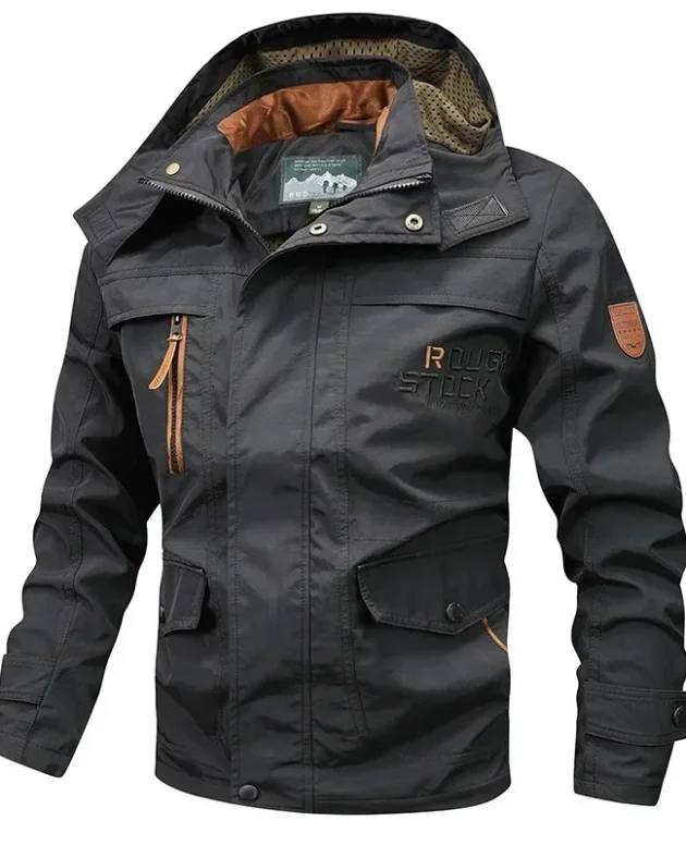 2025 New Men's Sports Jacket Thin Outdoor Quick Dry Loose Multi-Pocket Outerwear Waterproof Windproof Casual Spring Autumn Coat