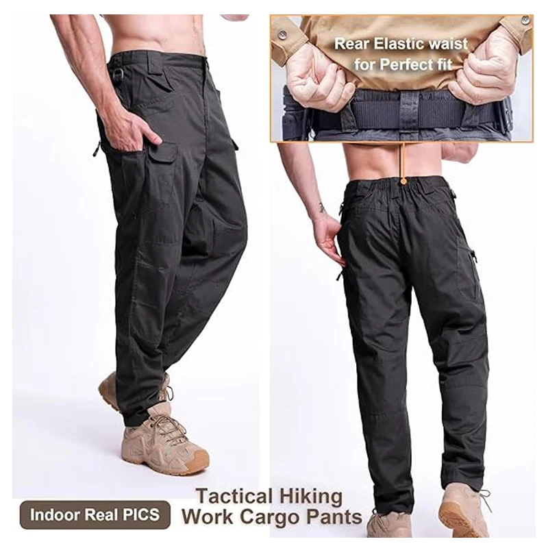 Cargo Pants Hiking Men Outdoor Waterproof Multi-pocket Tactical Trousers Camping Spring Autumn Combat Rip-Stop Work Pant - Image 2