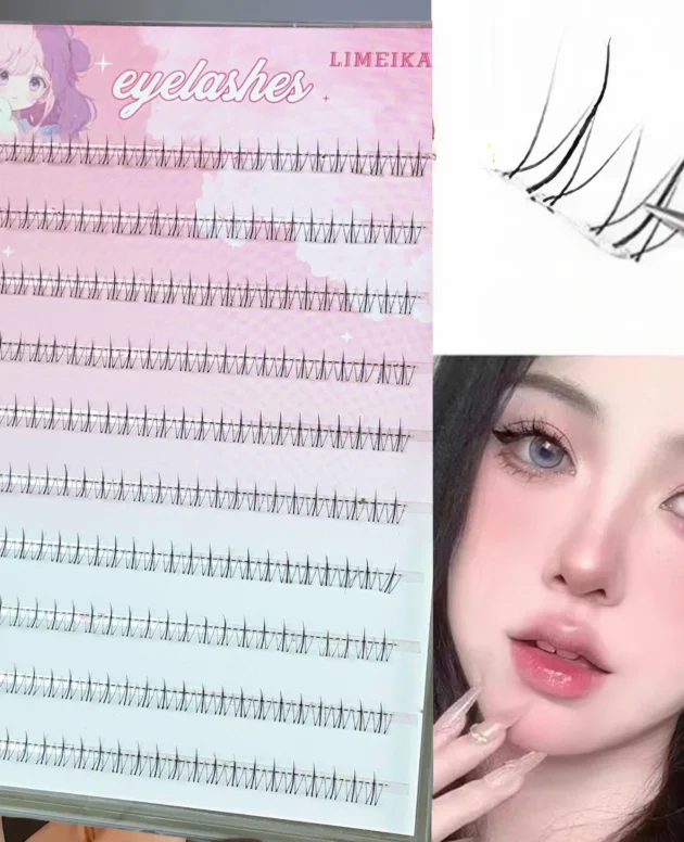 240 Clusters Glue-Free Small Flame Lower Eyelashes Natural Simulation Segmented Transparent Stems Super Soft Fake Eyelashes