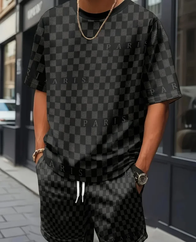 Summer Hot Selling Men's 3D Printed Polyester Short Sleeved Shorts Set, Fashionable Casual Breathable Set, Daily Wear