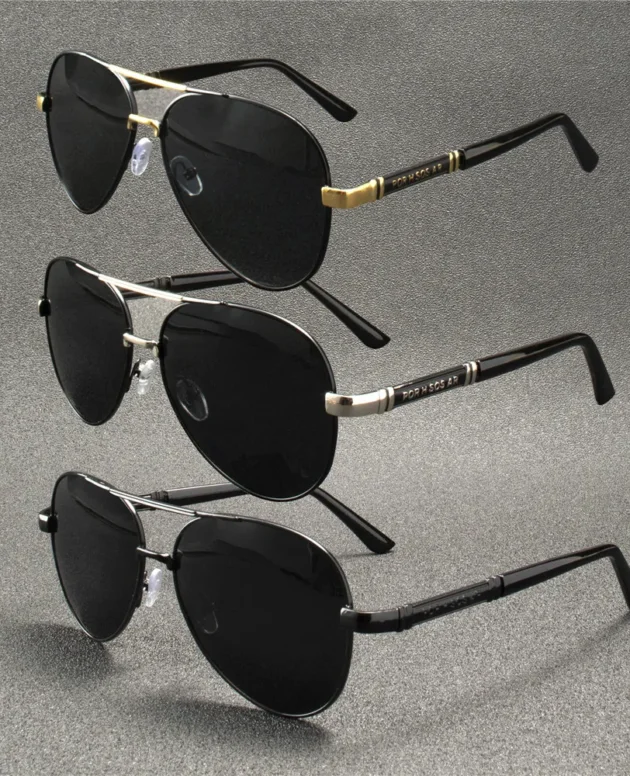 3PCS Polarized Sunglasses Men Metail Frame Quality Sun Glasses Brand Design Male Glasses Fishing Driving Goggles