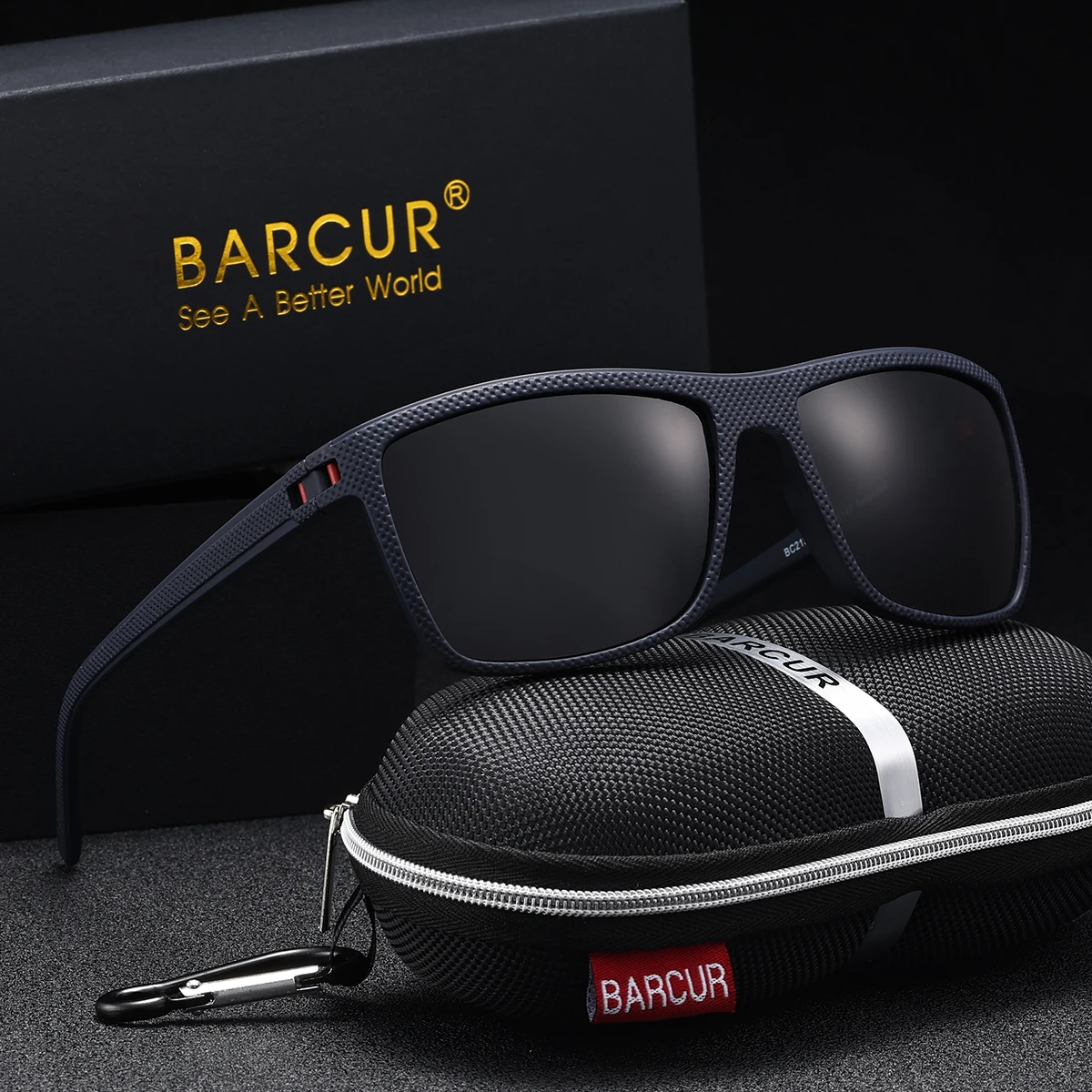 BARCUR Brand Classic Men Sunglasses Comfort Durable PC Rectangular Frame TAC Lens Versatile Age Polarized Sunglasses - Image 5