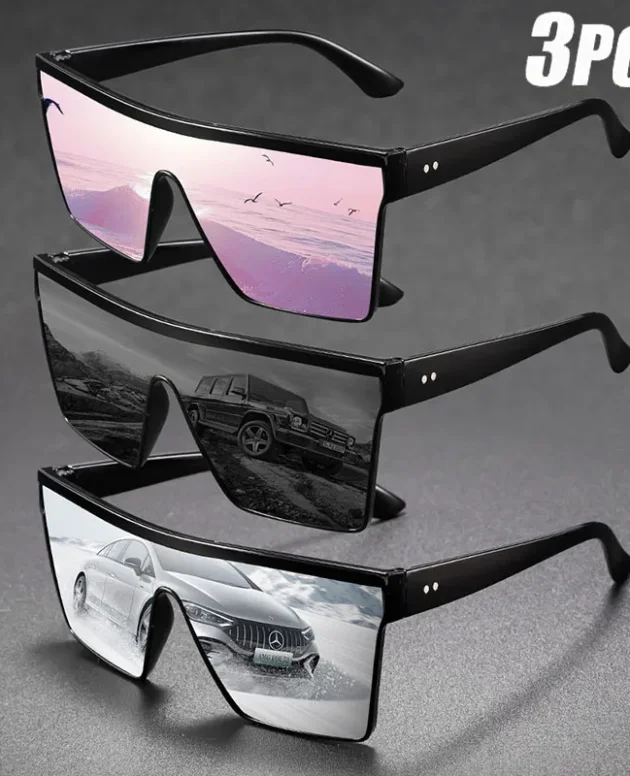 2-4PCS Oversize frame One-piece Goggle Men Woman Sunglasses Interior Accessory Protective Gears Anti Glare Car Driving Glasses