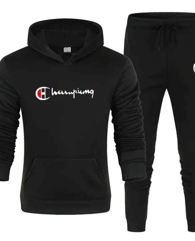 2025 Men's Tracksuit Hooded Sweatshirt+Sweatpants 2 Pcs Sets Sports Suit Casual Jogger Sportswear 2 Piece Male Streetwear Sets