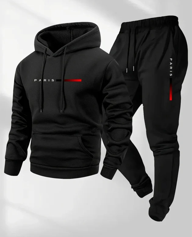 2025 letter printed sportswear set men's hooded sweatshirt long pants set spring and autumn winter warm suit