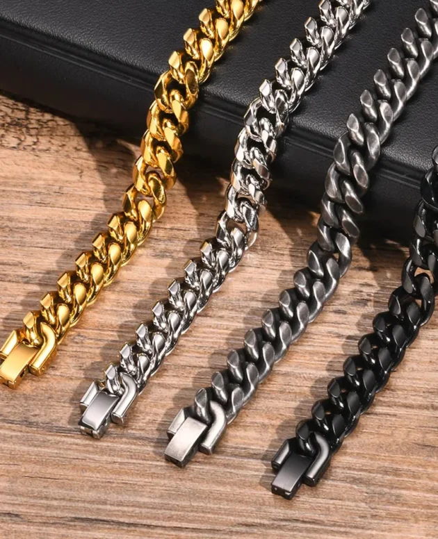 Vnox 18cm/20cm/22cm Stainless Steel Bold Cuban Bracelets for Men Women,6mm/8mm/10mm/12mm Width Miami Curb Links Wristband Gift