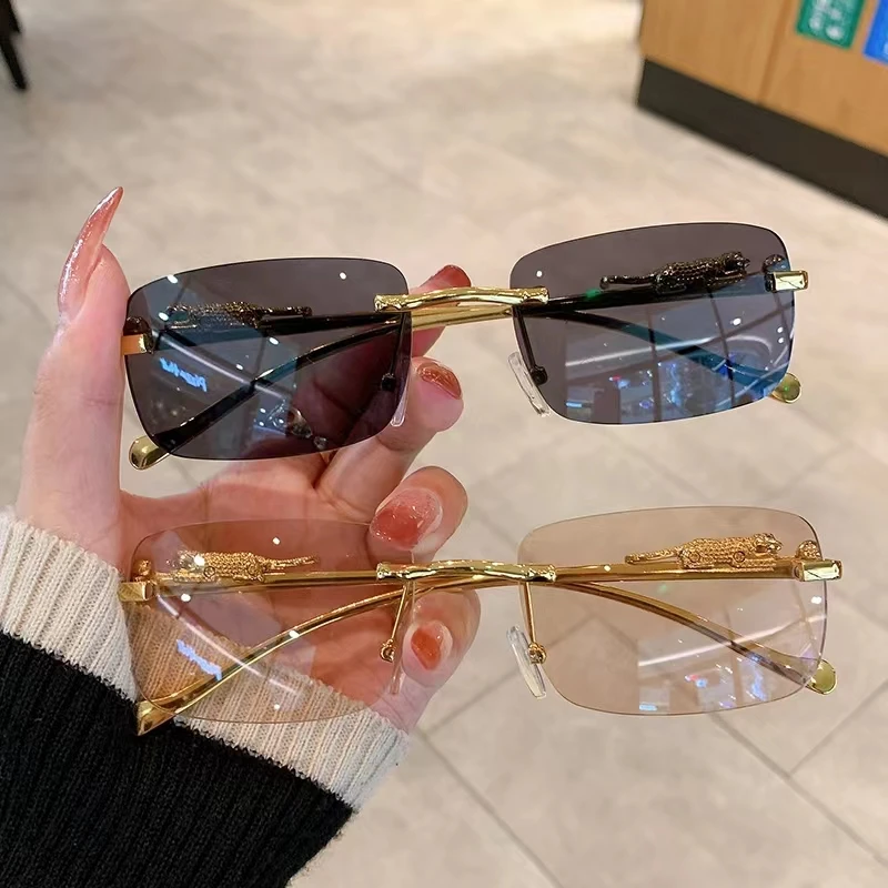 Rimless Metal Square Sun Glasses Women Men High Quality Trend Luxury Sunglasses Go Out Shopping Female Male Eyeglasses - Image 3