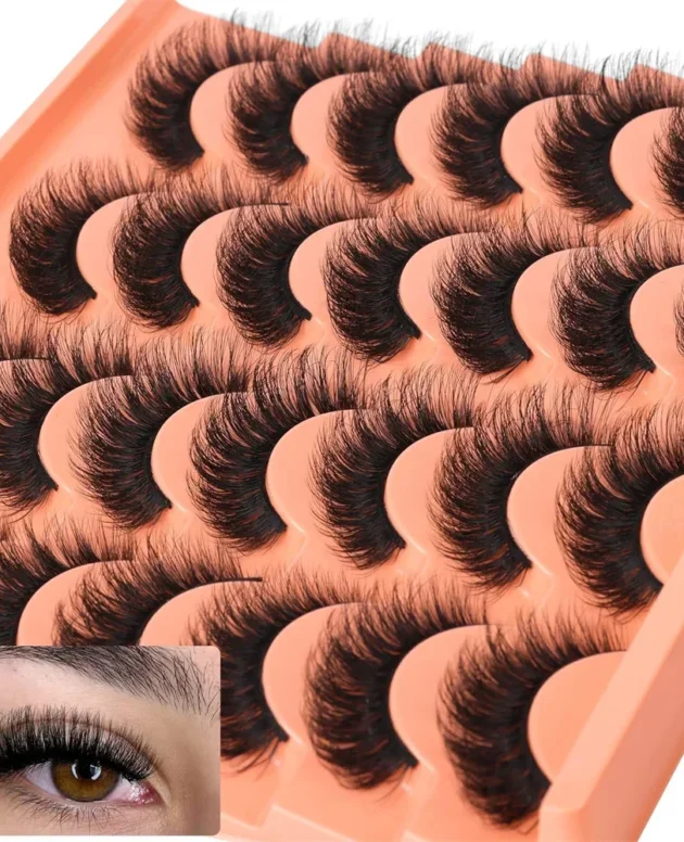 14 Pairs Natural Look False Eyelashes Thick Fluffy Faux Mink Lashes Pack Cat Eye Lashes that Look Like Extensions Black