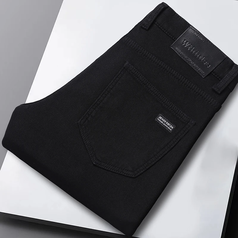 Wthinlee New Business Men's Jeans Casual Straight Stretch Fashion Classic Blue Black Work Denim Trousers Male Brand Clothing - Image 3