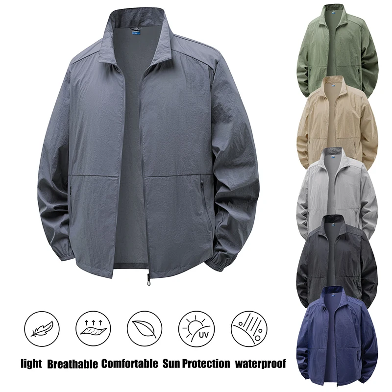 Men's Summer Sun Protection Clothing Outdoor Fitness Waterproof Breathable Sun Protection Jacket Men Hiking Quick Dry Loose Coat