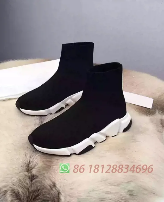 Hot Casual Black High Top Fashion Women Sock Shoe Sneaker Stretch Designer Men Breathable Couple Unisex