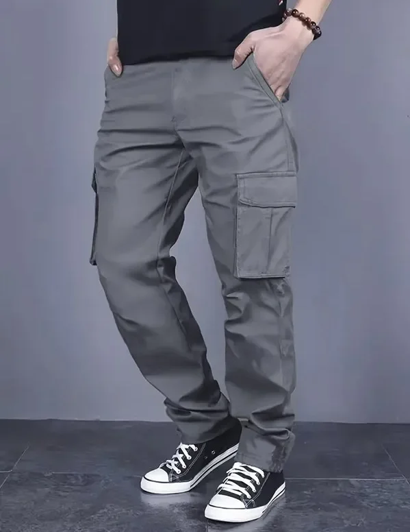 Men's casual multi pocket work pants with loose fit and drawstring waistband suitable for hikingfishingand outdoor exploration