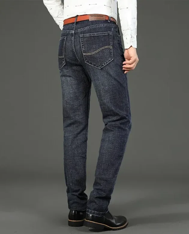 Wthinlee New Business Men's Jeans Casual Straight Stretch Fashion Classic Blue Black Work Denim Trousers Male Brand Clothing