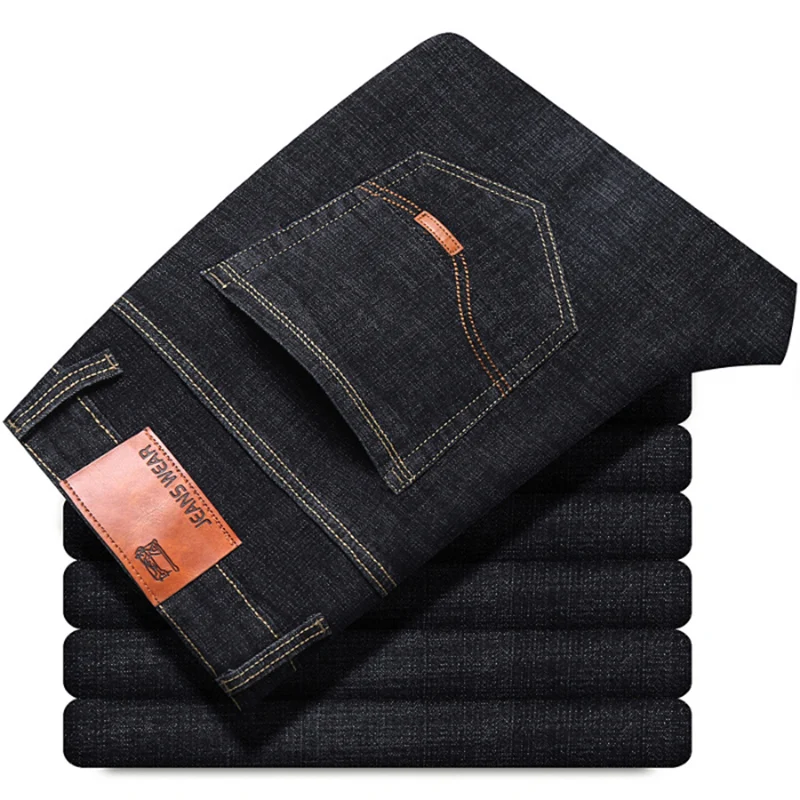 2025 NEW Men's Fashion Business Jeans Classic Style Casual Stretch Slim Jean Pants Male Brand Denim Trousers Black Blue - Image 3