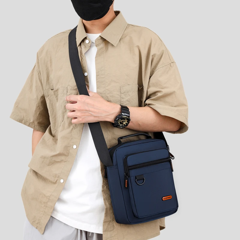 Men's Shoulder Bag Business Leisure Large Capacity Portable Handbag Multi Layer Waterproof Summer Male's Crossbody Bags