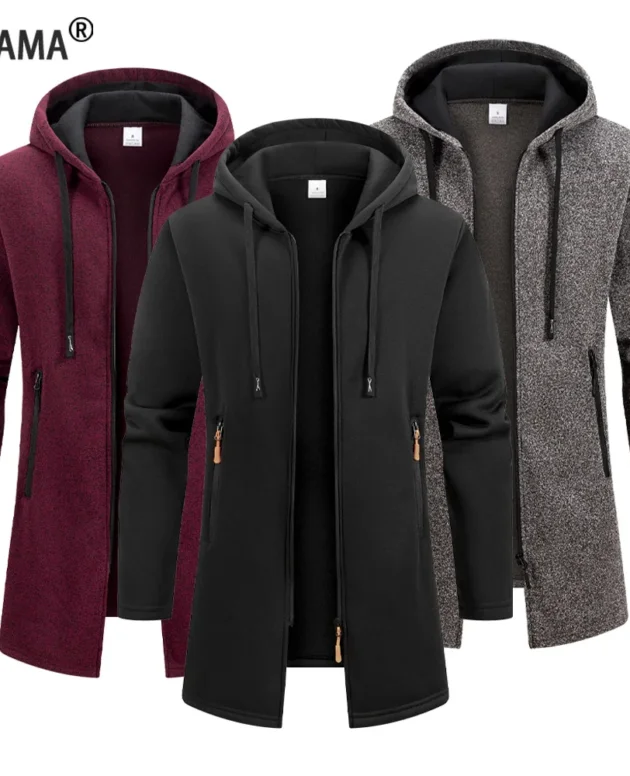 New Streetwear Men's Long Sleeve Sweatshirts for Men Zipper Hooded Oversize Winter Warm Jacket Coat Outdoor Tracksuit Men