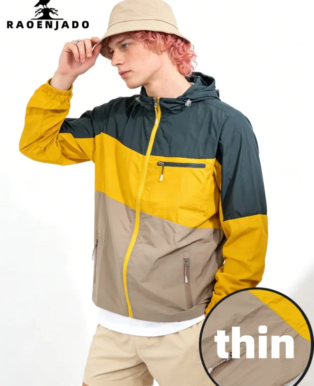 Men's UV-protective Jacket Breathable Thin Lightweight Coat Spring/Summer Hooded Sports Outerwear Waterproof Clothing