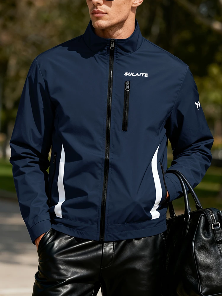 Men‘s Jacket Casual Stand Collar Jacket Spring Summer Lightweight Windbreaker Bomber Jacket Sportswear Breathable Coat Clothing - Image 2