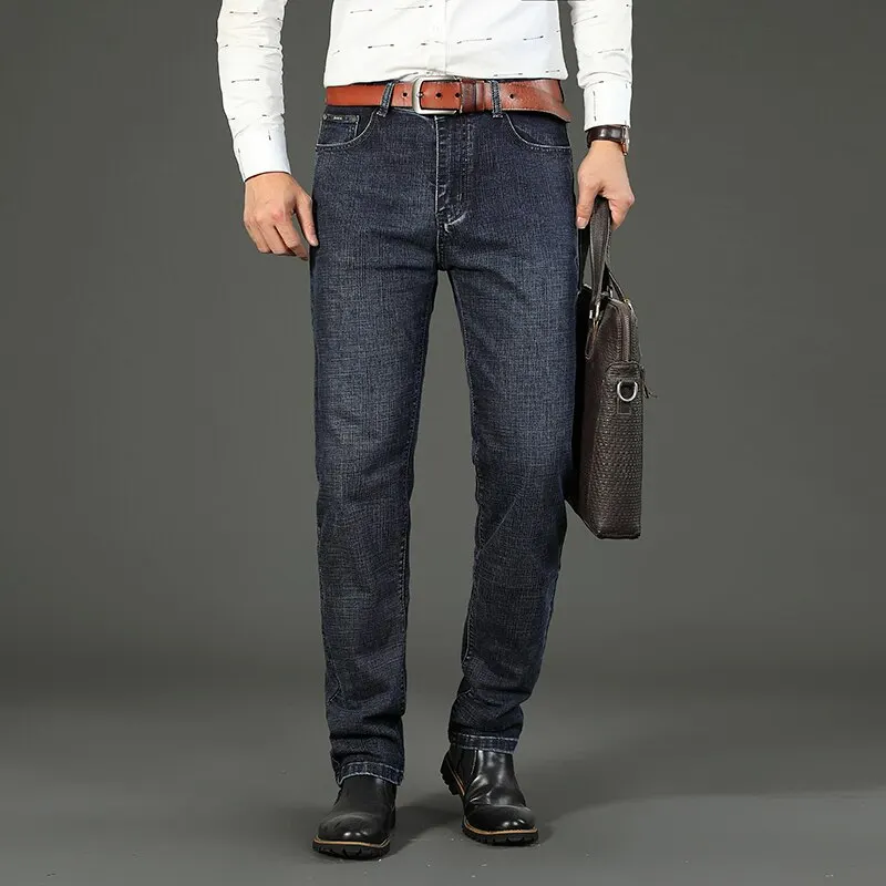 Wthinlee New Business Men's Jeans Casual Straight Stretch Fashion Classic Blue Black Work Denim Trousers Male Brand Clothing - Image 2