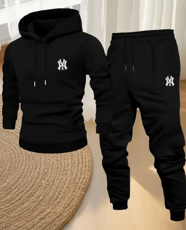 2025 autumn new outdoor fitness and casual sportswear set a fashionable men's hooded pullover and jogging pants two-piece set