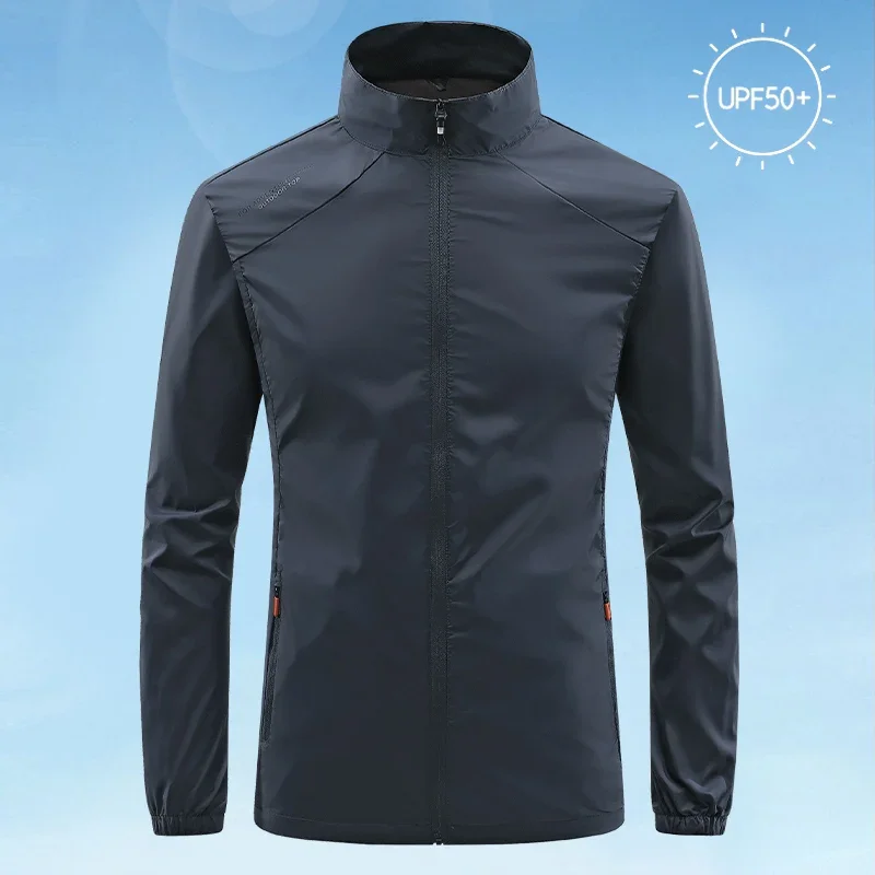 New Running Jacket Ultra Light Men's Summer Casual Zipper Placket Soft Skin Windbreaker Street Motorcycle Fishing Sunscreen Suit - Image 2