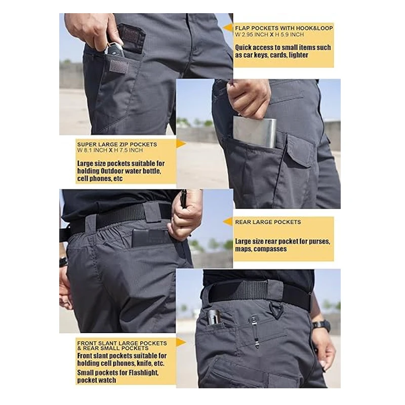 Cargo Pants Hiking Men Outdoor Waterproof Multi-pocket Tactical Trousers Camping Spring Autumn Combat Rip-Stop Work Pant - Image 3