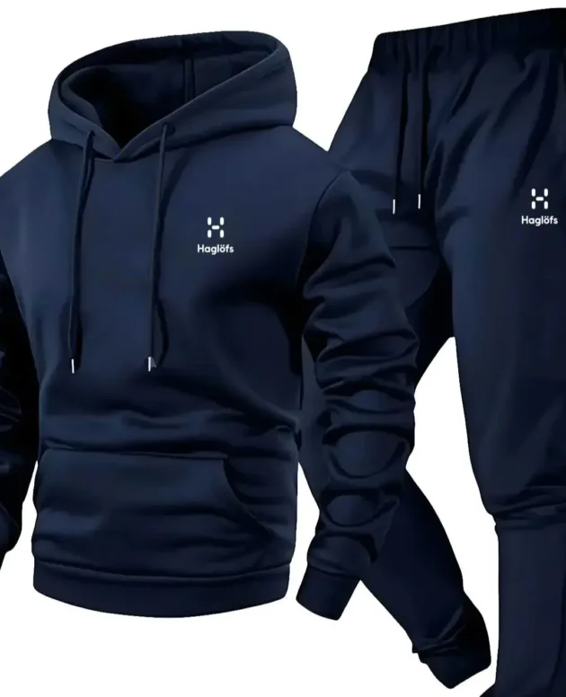 Men'S Autumn and Winter Pattern Casual Two-Piece Set Hoodie Sweatshirt Long Pants Suit with Pockets Regular Fit Outdoor Sports