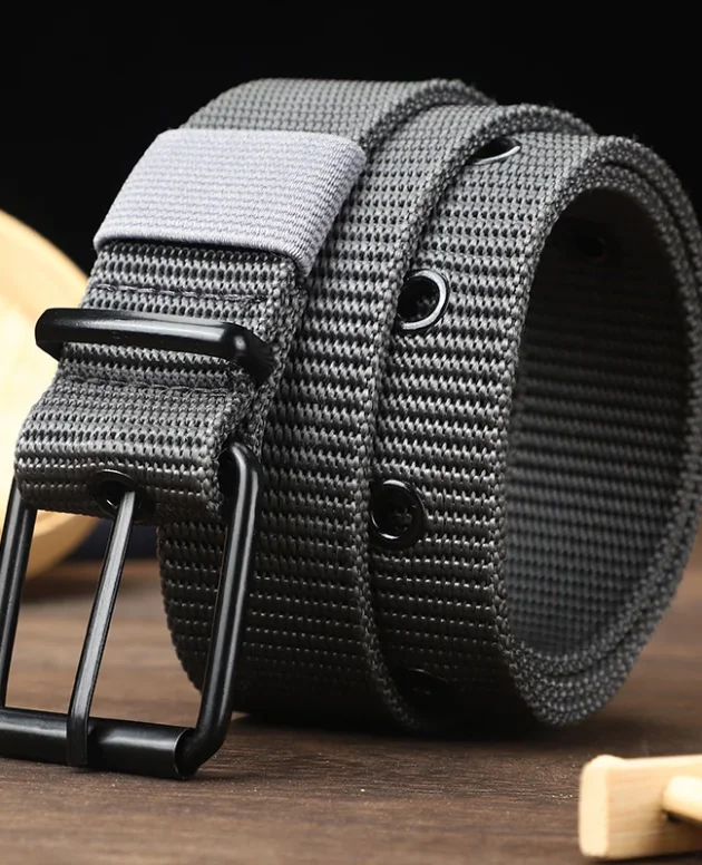 Perforated canvas belt, men's needle buckle belt, student youth Korean version, versatile jeans belt, military training, extende
