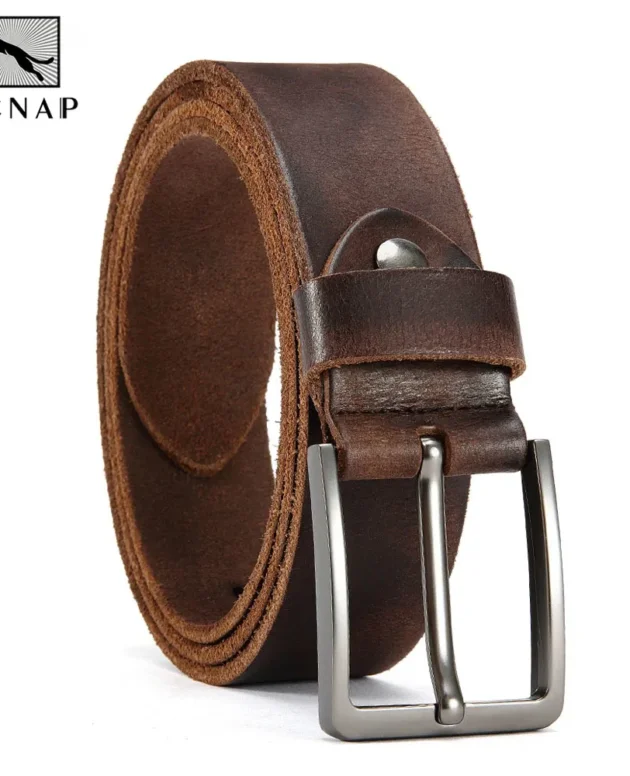 Genuine Leather For Men's High Quality Buckle Jeans Cowskin Casual Belts Business Cowboy Waistband Male Fashion Designer