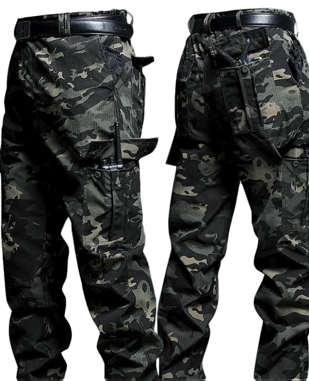 Wear-Resistant Cargo Pants Men Casual Work Stretch Trousers Breathable Multi-Pocket Outdoor Waterproof Training Hiking Pant Male
