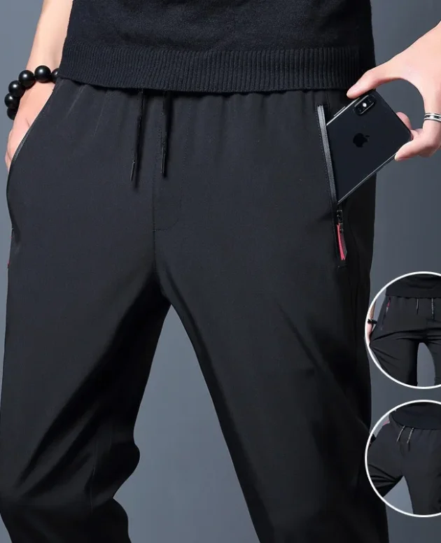 2026 Men's Running Pants Quick-Dry Thin Casual Trousers Sport Pants with Zipper Pockets Sportswear Running Jogging Sportpants ﻿