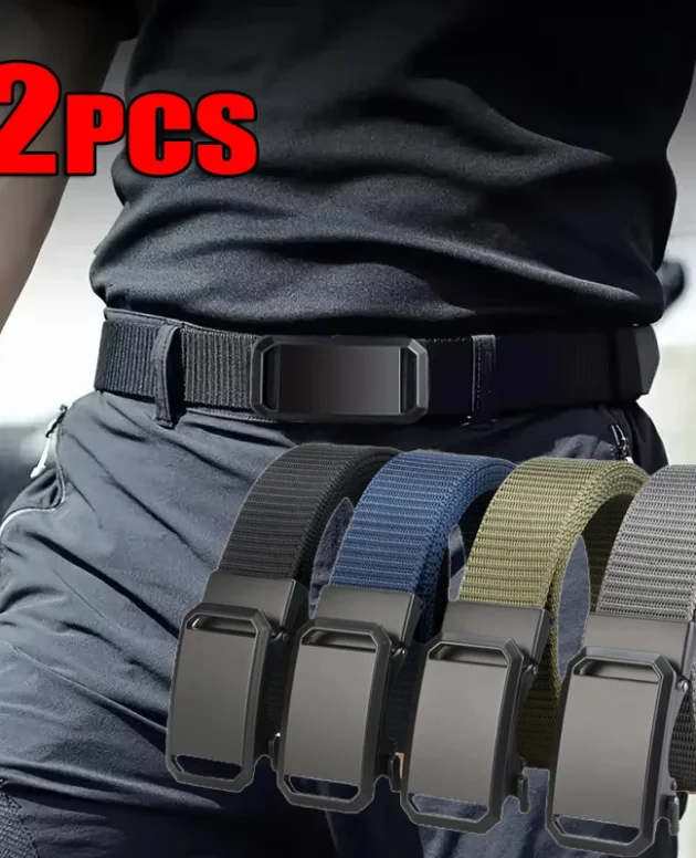 Newest Automatic Buckle Belt Canvas Tactical Waist Belt Durable Casual Outdoor Hunting Golf Adventure Training Pant Belt for Man
