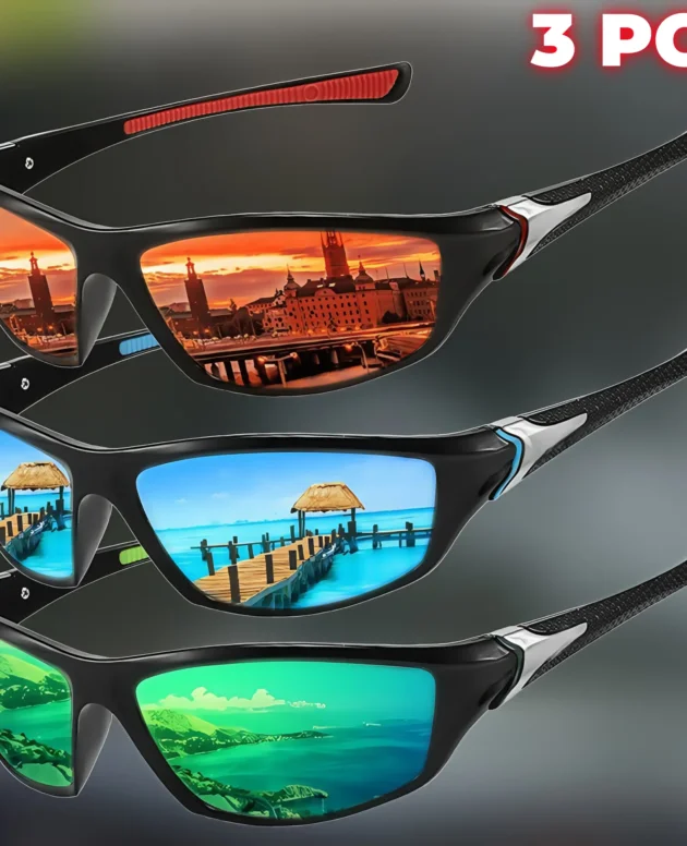 3PCS Retro Vintage Outdoor Sports Sunglasses Wraparound Multicolor Lenses Lightweight UV400 for Cycling Fishing Unisex Eyewear