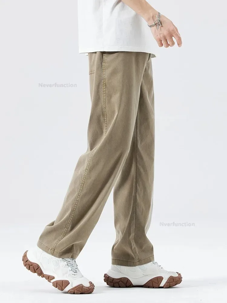 Ultra Thin Baggy Jeans Men's Summer New in Lyocell Soft Breathable Straight Trousers Elastic Waist Casual Blue Gray Wide Pants - Image 3