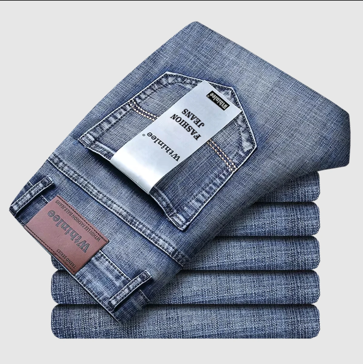 Wthinlee New Business Men's Jeans Casual Straight Stretch Fashion Classic Blue Black Work Denim Trousers Male Brand Clothing - Image 5