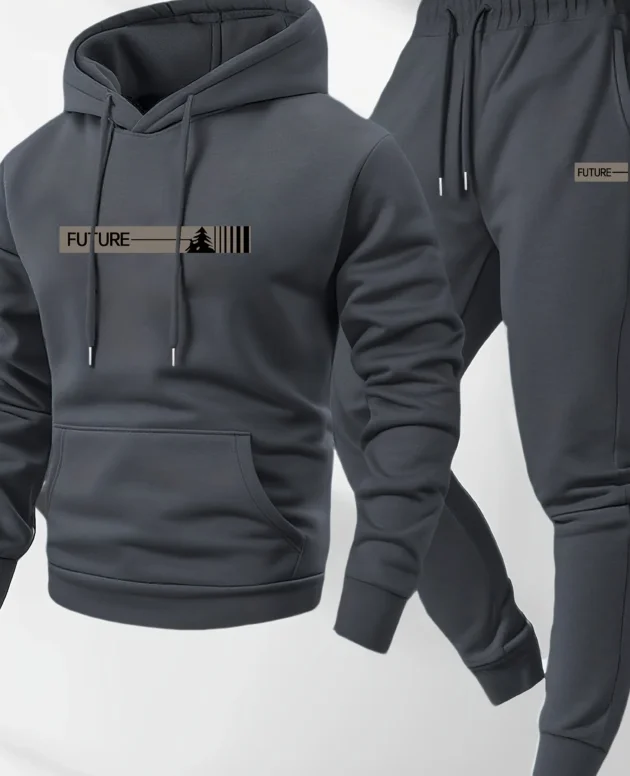 The 2026 new men's two-piece casual long-sleeved hooded sports shirt and sports pants set is suitable for wearing in autumn
