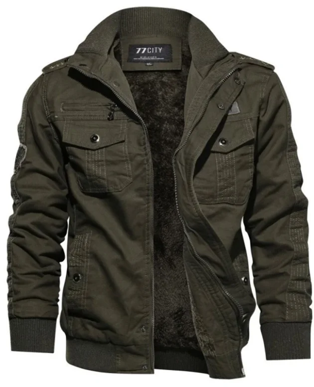 2024 Men's Tactical Jacket Autumn Winter Fleece Tactical Jackets Men Casual Multiple Pockets Windproof Outdoor Workwear Coat