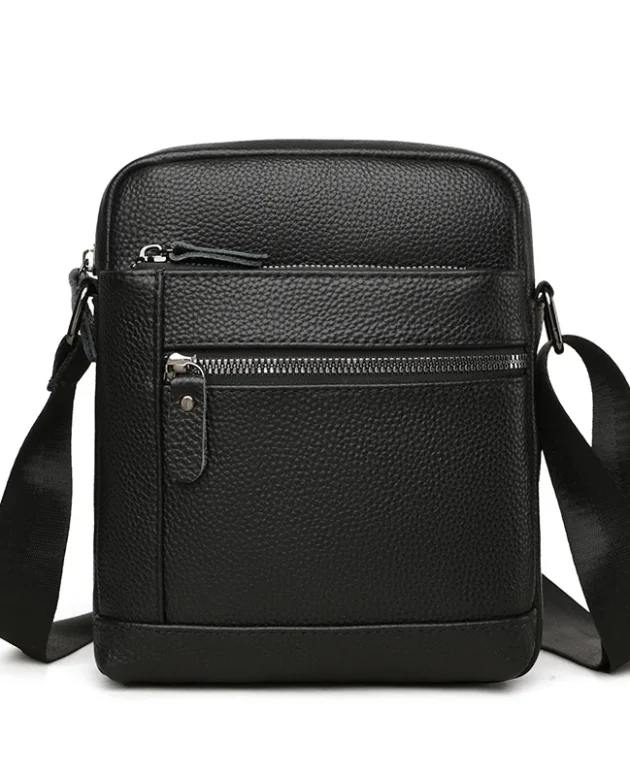 Men's Luxury Designer Genuine Leather Bag Simple Business Casual Shoulder Bag Multiple Pockets Small Crossbody Bags for Men