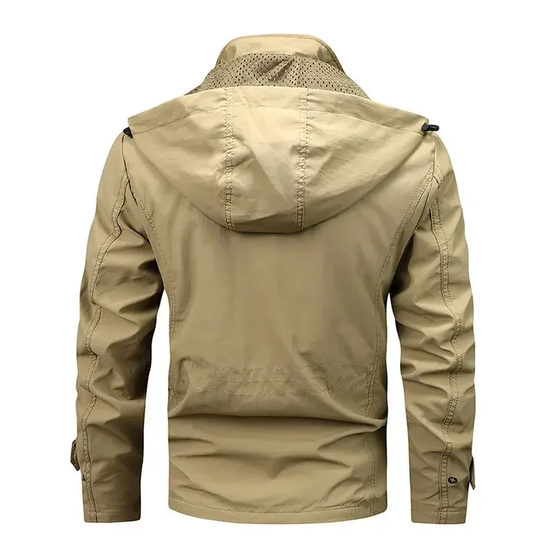 2025 New Men's Sports Jacket Thin Outdoor Quick Dry Loose Multi-Pocket Outerwear Waterproof Windproof Casual Spring Autumn Coat - Image 5