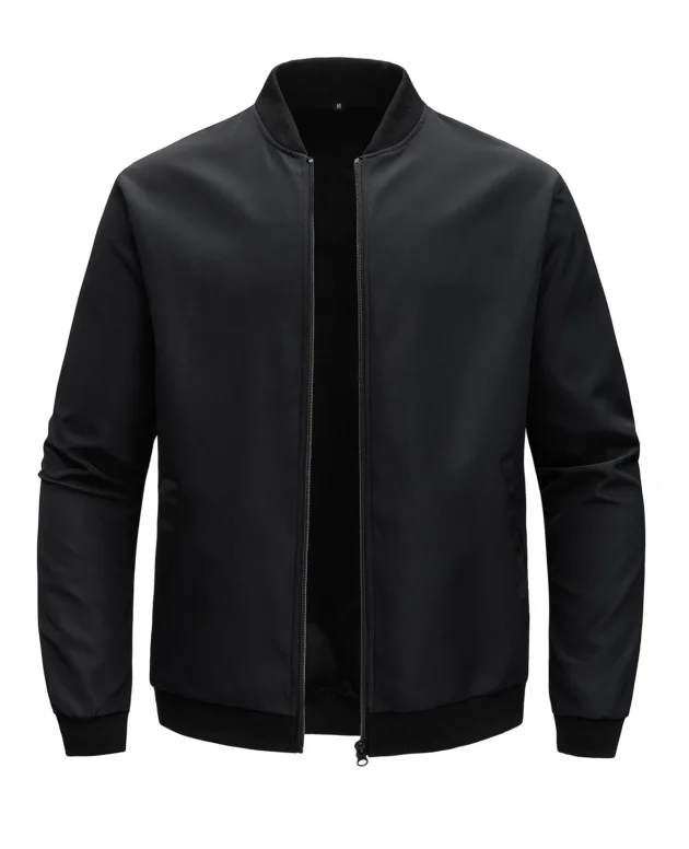 2024 Spring and Autumn New Baseball Collar Short Loose Solid Color Jacket Men's Business Casual Thin Coat Trend