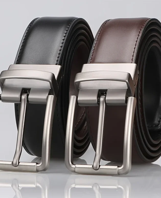 1pc Men's Genuine Leather Cowhide Reversible Belt