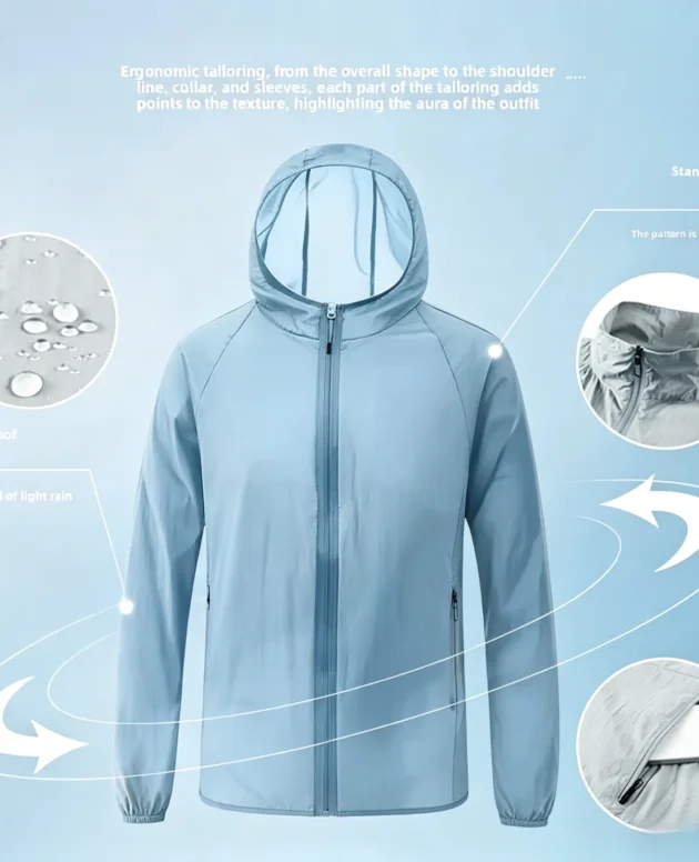 Men Summer Thin Sun Protection Jacket Outdoor Zipper Hooded Loose Casual Outerwear UV-proof Breathable Quick Dry Cycling Coats